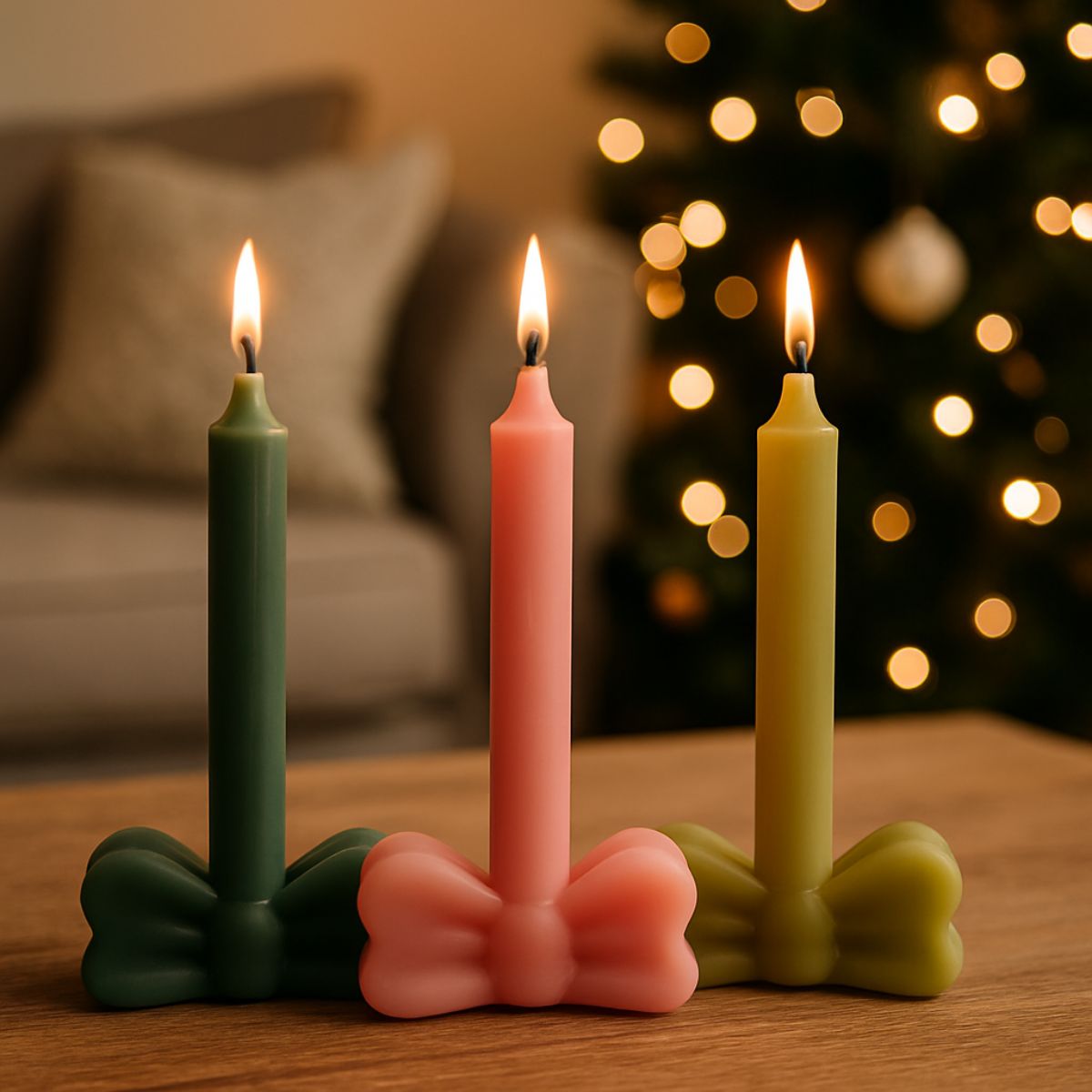 Sculpture kaars bow Forest Green