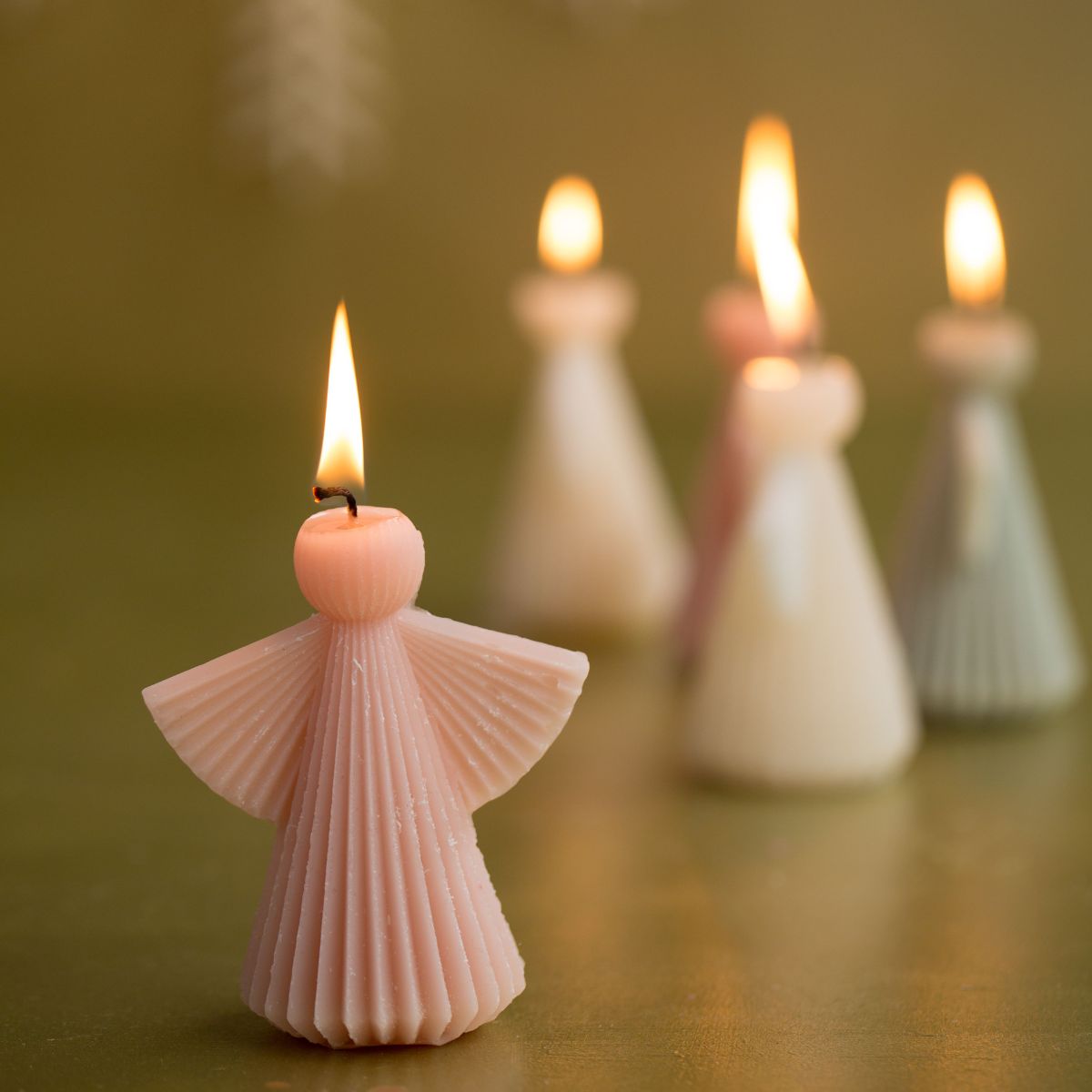 Sculpture kaars engel - 8,5 x 10 cm - Sage