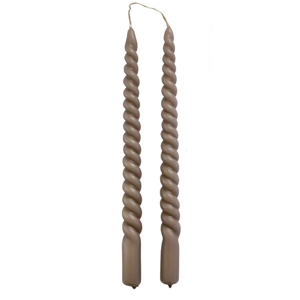 Swirl Dinerkaars Smokey Grey – Luxe Gedraaide Kaarsen van Rustik Lys