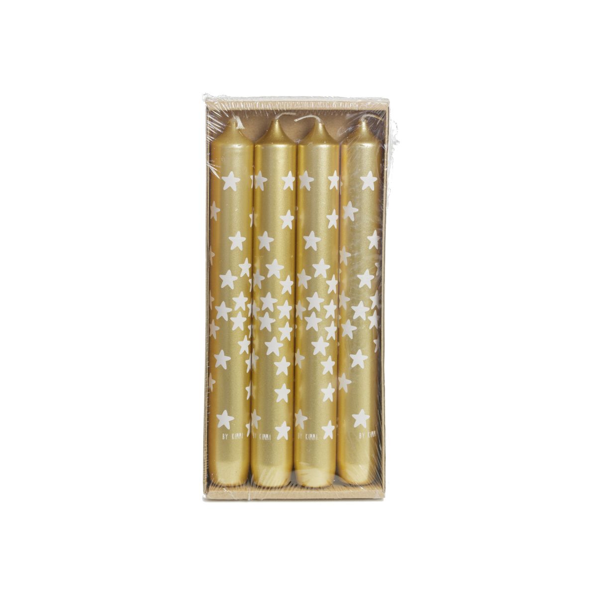 By Kimmi Dinerkaars – Stars Goud – Set van 4 luxe dinerkaarsen