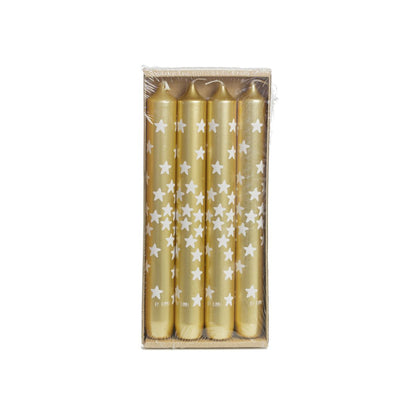 By Kimmi Dinerkaars – Stars Goud – Set van 4 luxe dinerkaarsen