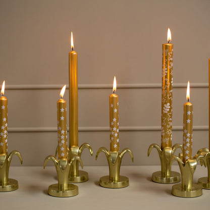 By Kimmi Dinerkaars – Stars Goud – Set van 4 luxe dinerkaarsen