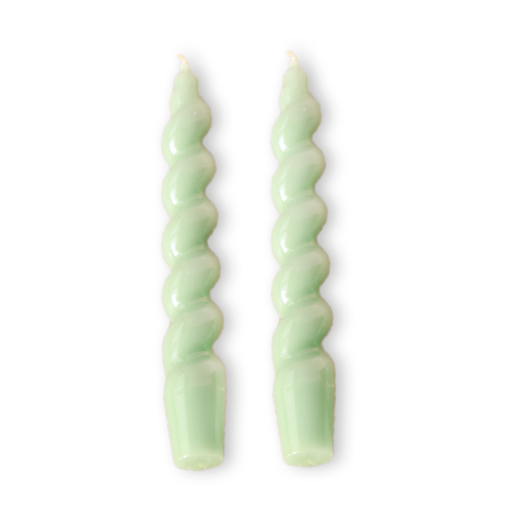 Hoogglans swirl dinerkaarsen jade