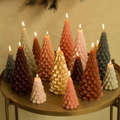 Rustik Lys Kerstboom Kaars – Klein – Skin Roze