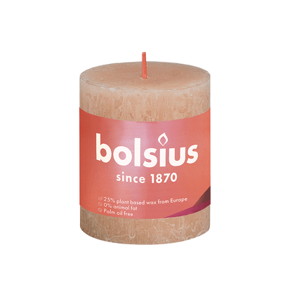 Stompkaars shine 80/68 misty pink van Bolsius bij KaarsOnline