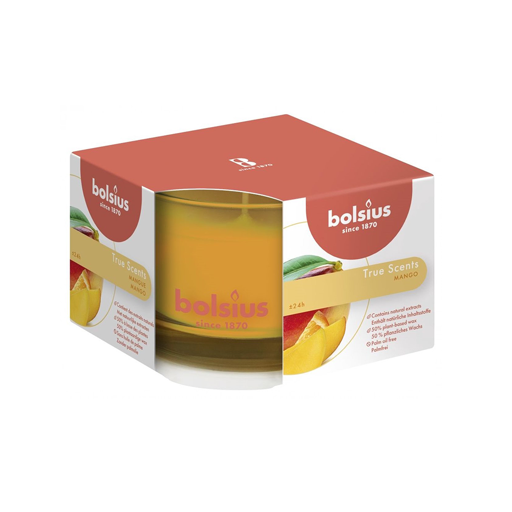 Bolsius true scents geurkaars mango medium bij KaarsOnline